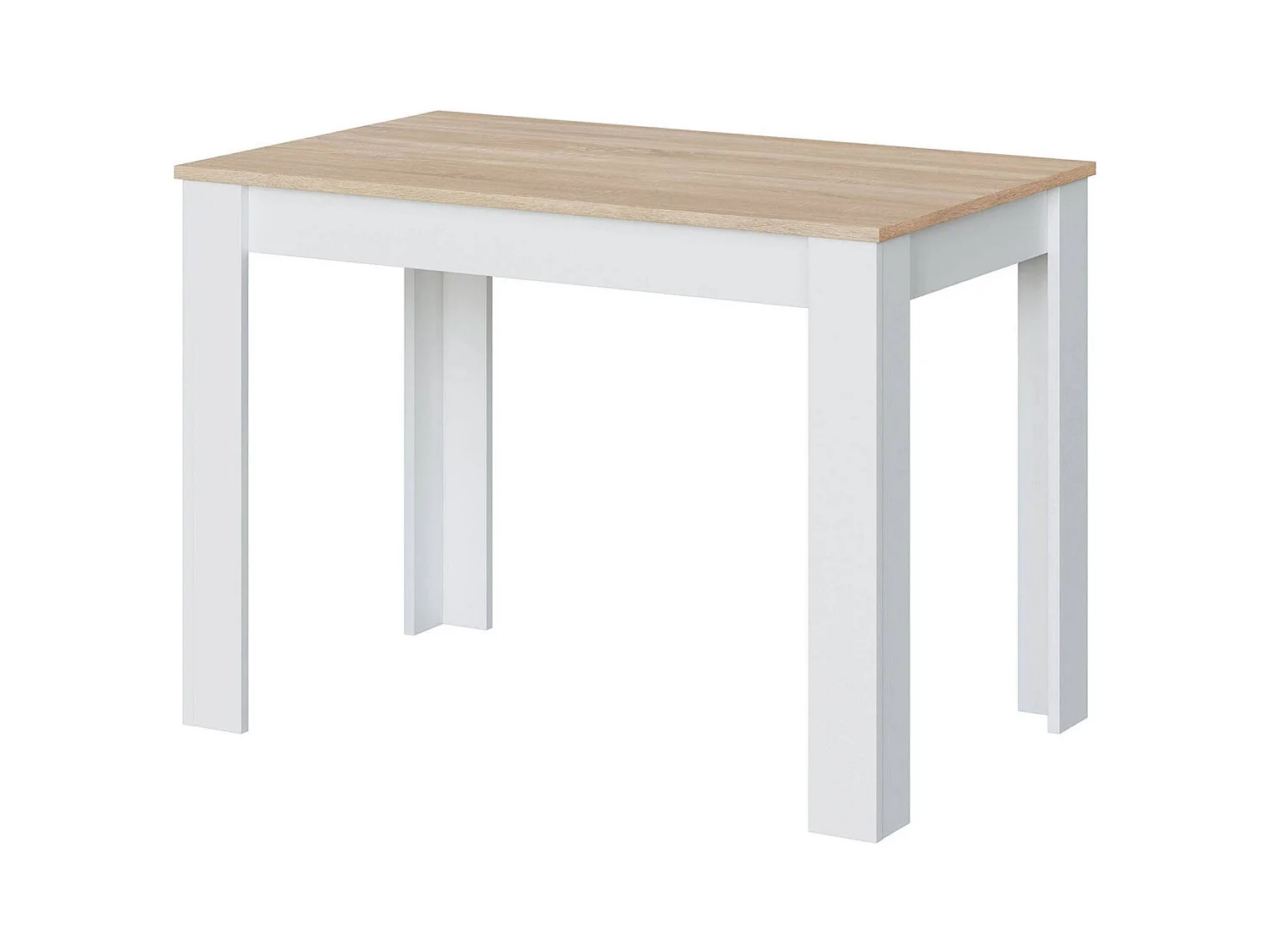Table fixe Dghio, Etagère de salle à manger, Table console moderne pour salon ou cuisine, 109x67x78 cm, Blanc et Chêne