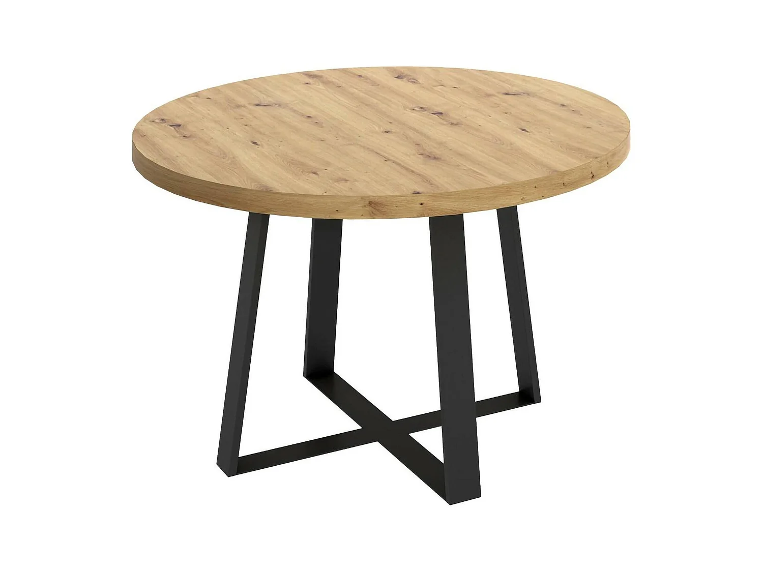 Table fixe Carone, Table à manger polyvalente, Table ronde de cuisine ou de salle à manger, 120x120h75 cm, Chêne Nodi