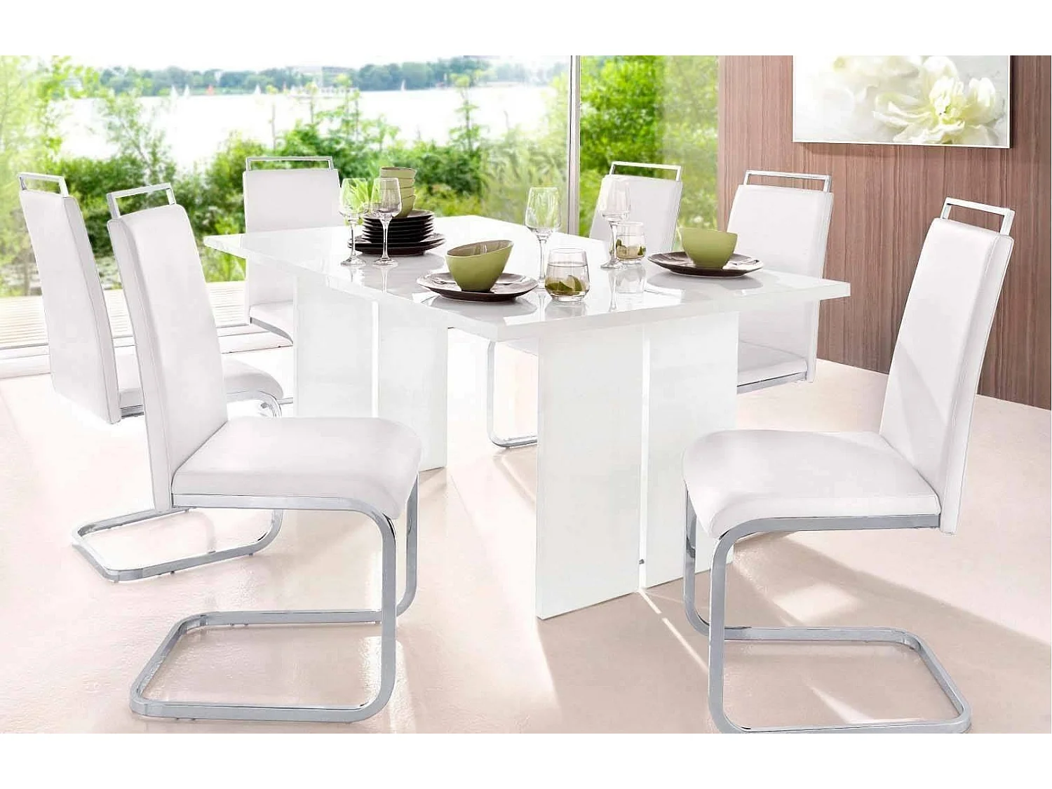 Mesa de comedor Ddesogu, Mesa de diseño rectangular, Mesa de cocina, 100% Made in Italy, cm 160x90h75, Blanco brillo