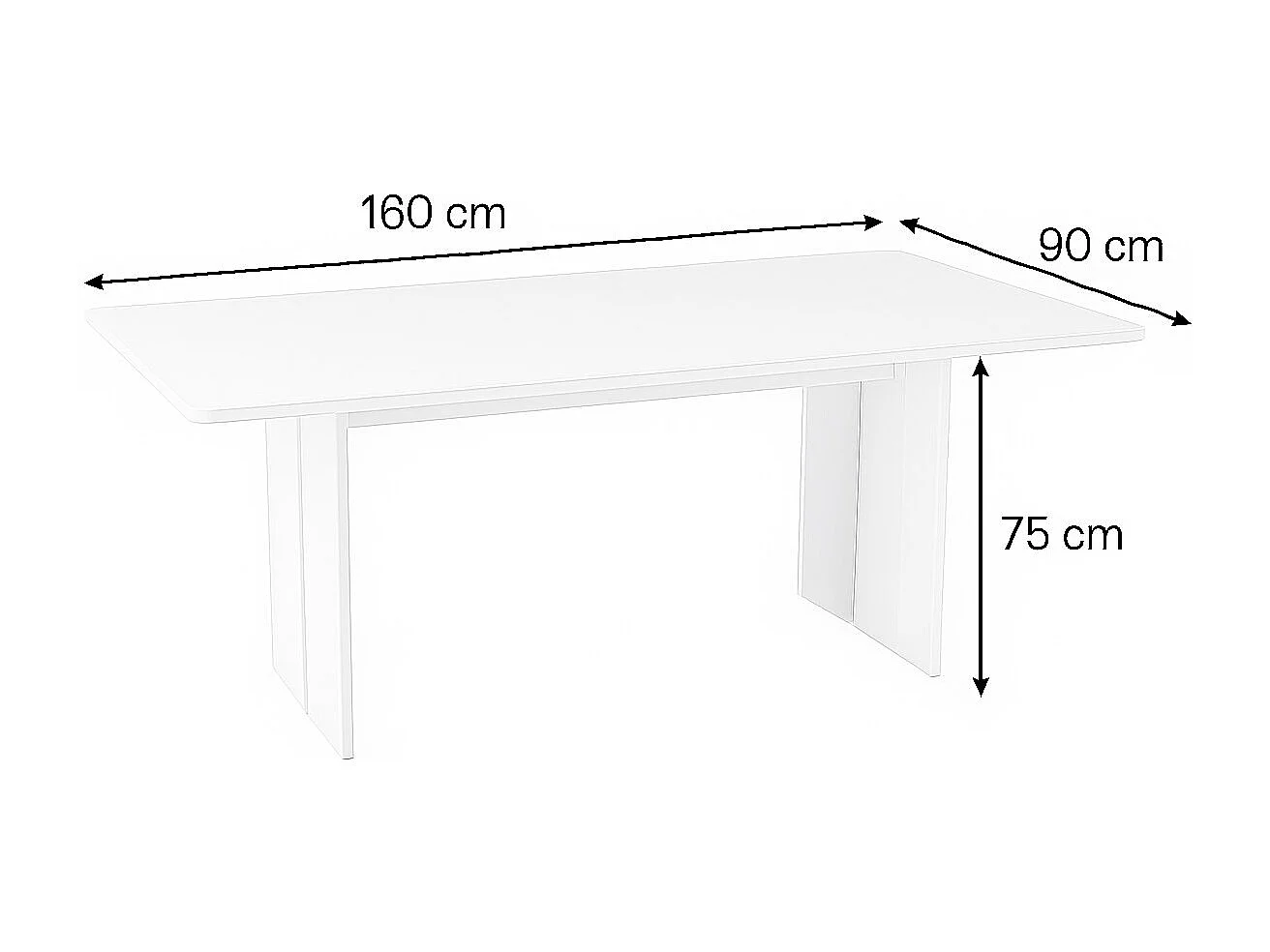 Mesa de comedor Ddesogu, Mesa de diseño rectangular, Mesa de cocina, 100% Made in Italy, cm 160x90h75, Blanco brillo