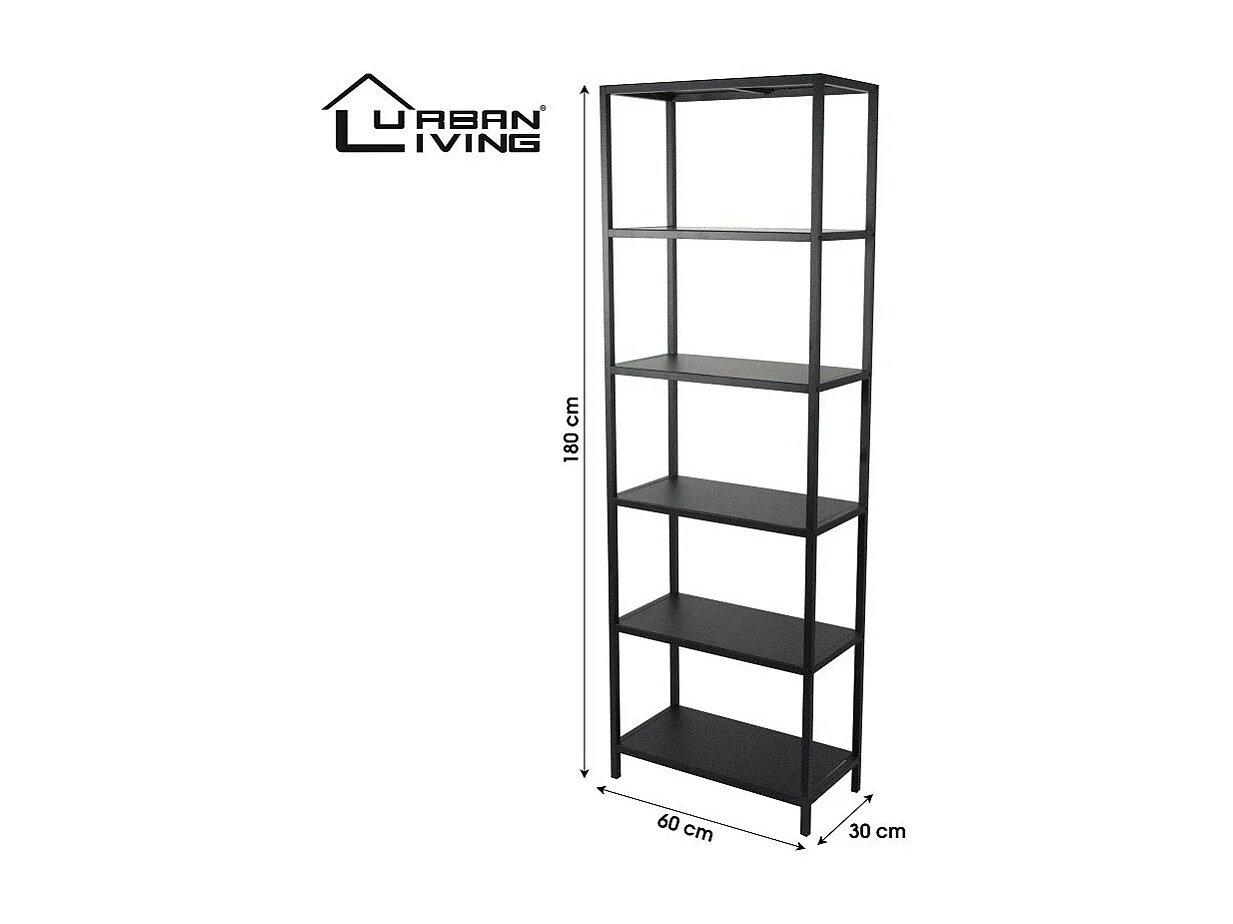 Bibliothèque Charleston 5 étagères acier