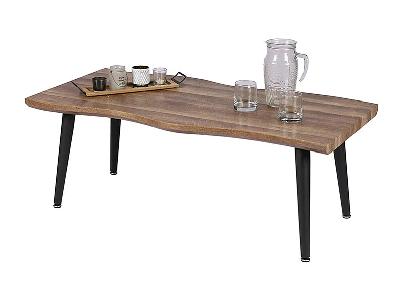 Table basse 120 cm pieds métal noir Megeve