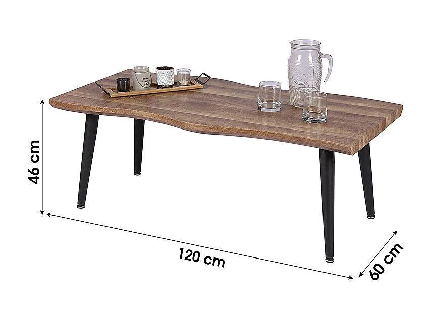 Table basse 120 cm pieds métal noir Megeve