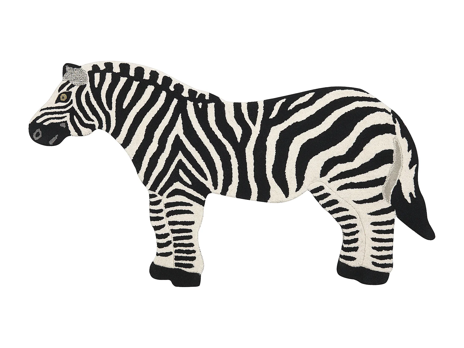 Tappeto per bambini lana bianco e nero motivo zebra 100 x 160 cm KHUMBA