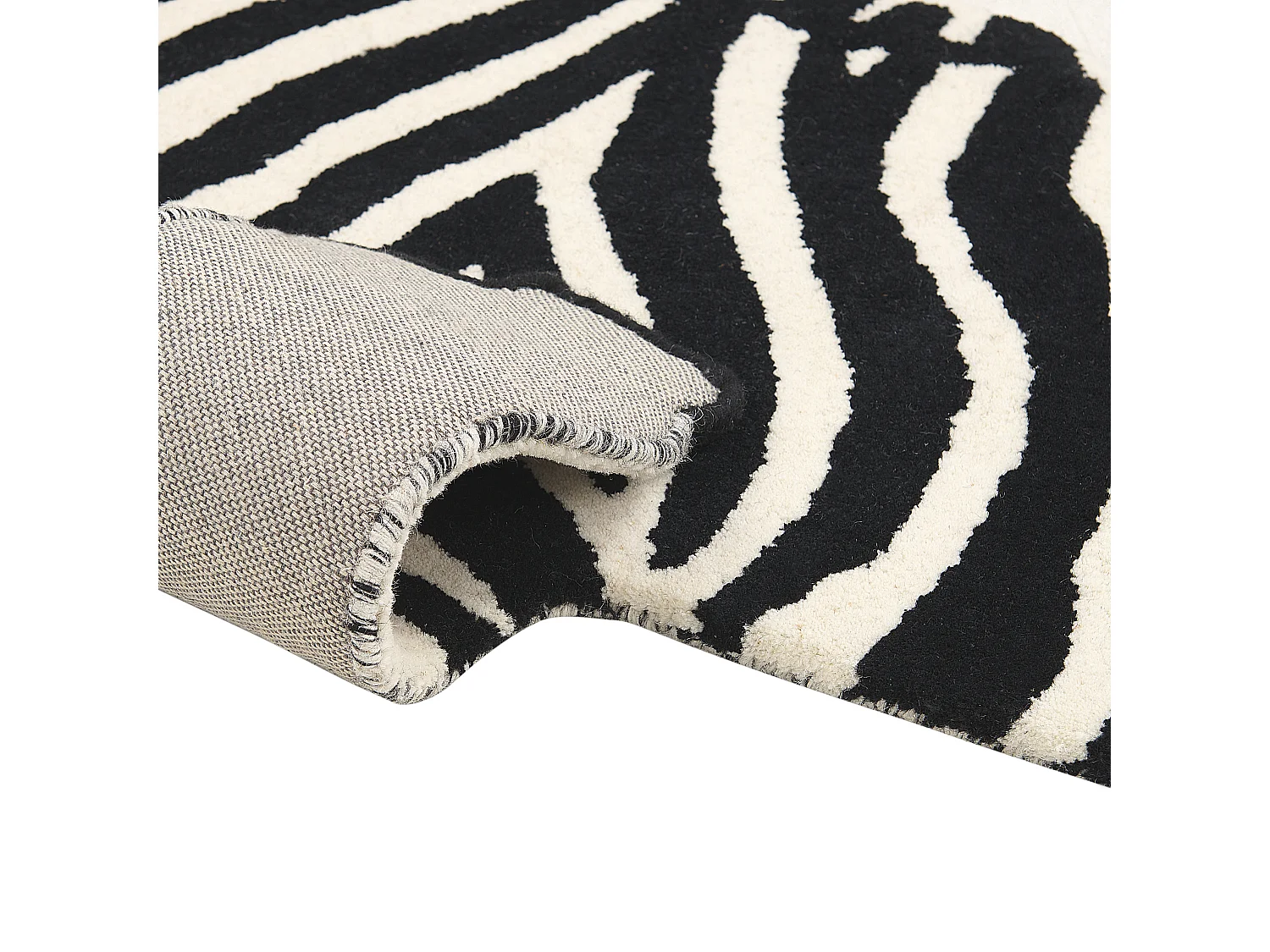 Tappeto per bambini lana bianco e nero motivo zebra 100 x 160 cm KHUMBA