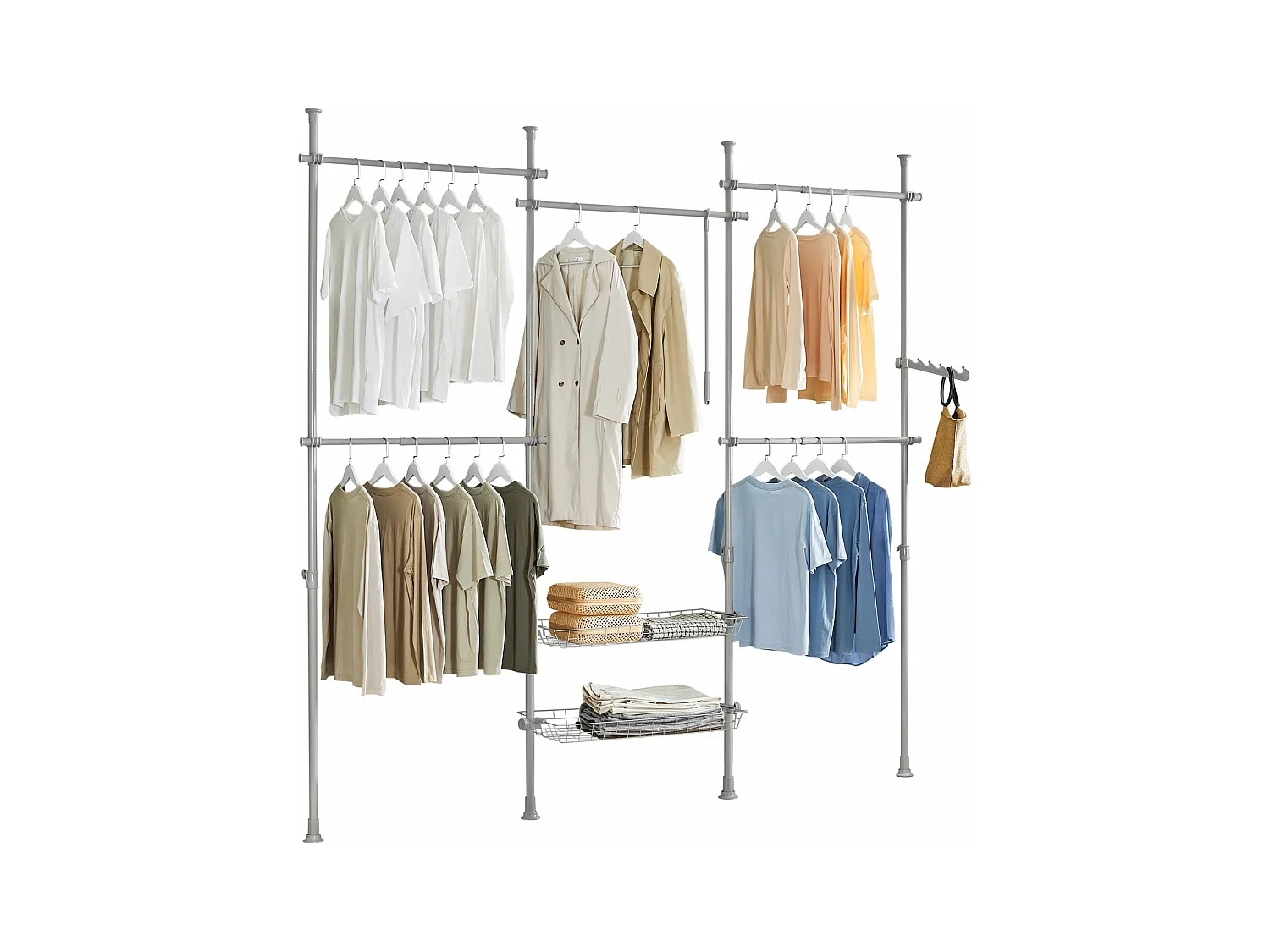 SoBuy KLS04-HG Garde-Robe Système de Penderie Télescopique avec 5 Barres Portant de Vêtement