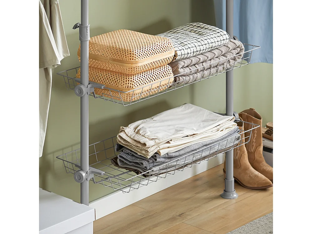 SoBuy KLS04-HG Garde-Robe Système de Penderie Télescopique avec 5 Barres Portant de Vêtement