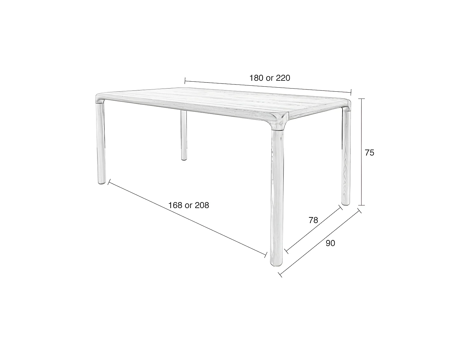 Storm - Table à manger 6 personnes aux bords arrondis en bois - Bois clair
