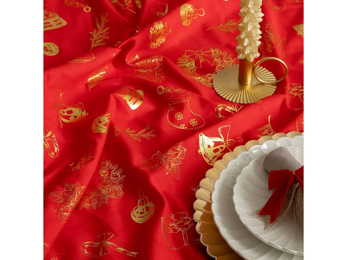 Nappe Imprimée "Soir de Noël" 140x360cm Rouge