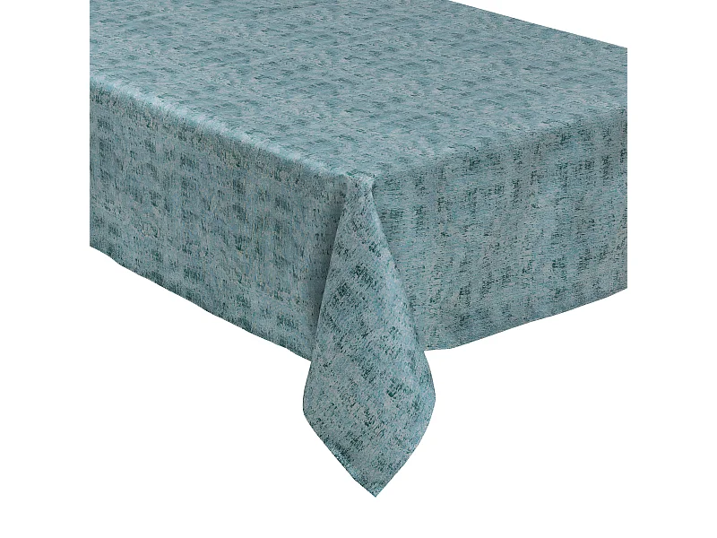 Nappe Jacquard nuance de Vert et fil Lurex Argent 140 x 360 cm