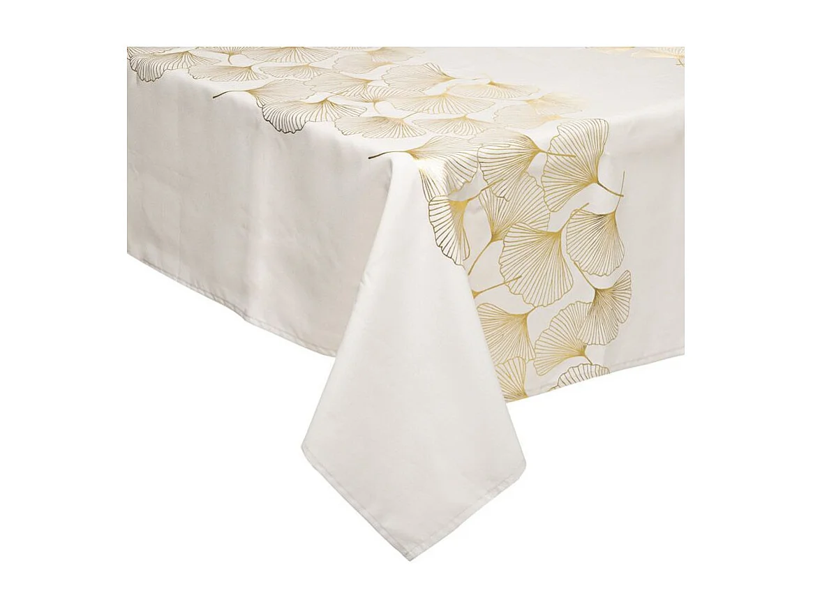 Nappe Imprimée Ginko "Héritage" 140x360cm Blanc