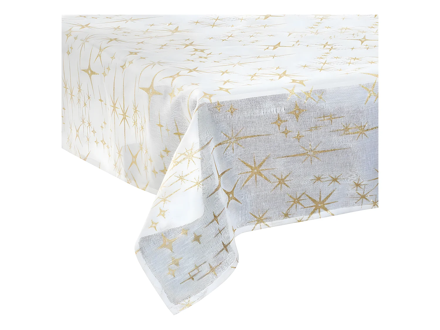 Nappe Motif Étoiles "Colorama" 140x360cm Blanc