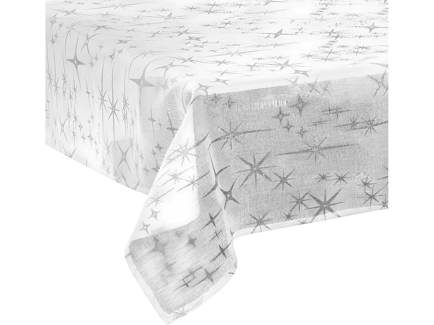 Nappe Motif Étoiles "Colorama" 140x360cm Blanc & Argent