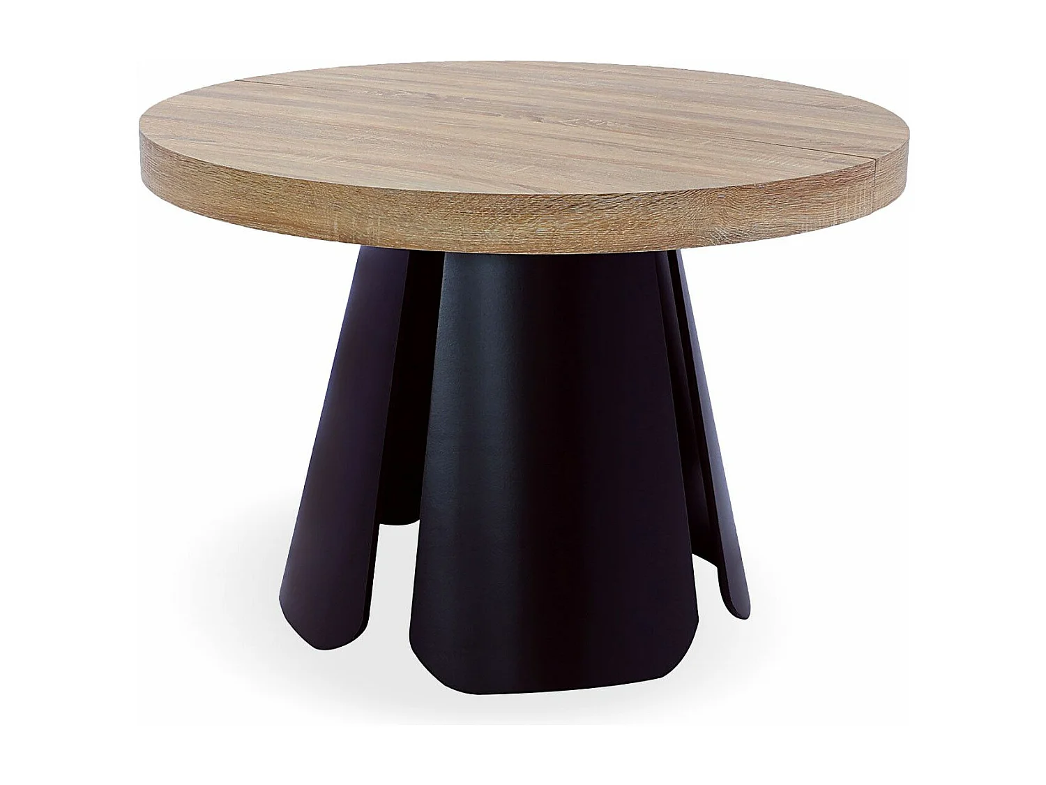 Table ronde extensible Henriette Chêne Clair pieds Noir