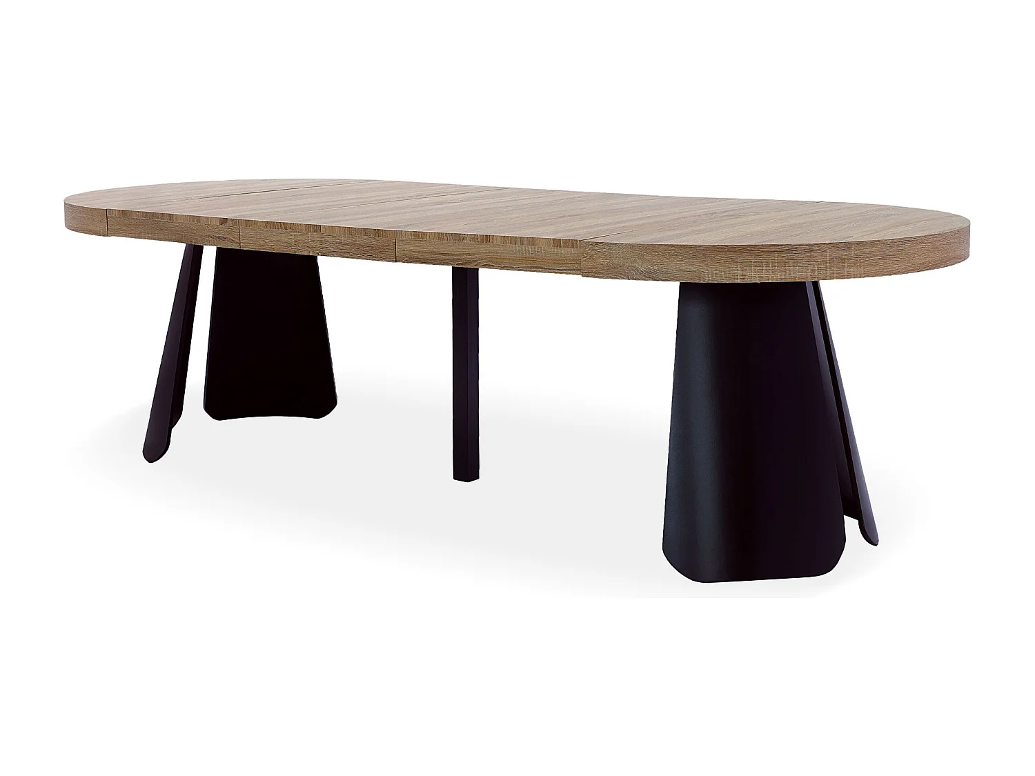 Table ronde extensible Henriette Chêne Clair pieds Noir