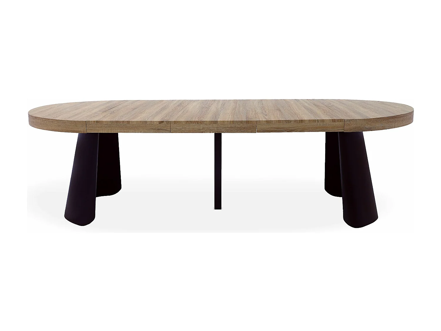 Table ronde extensible Henriette Chêne Clair pieds Noir