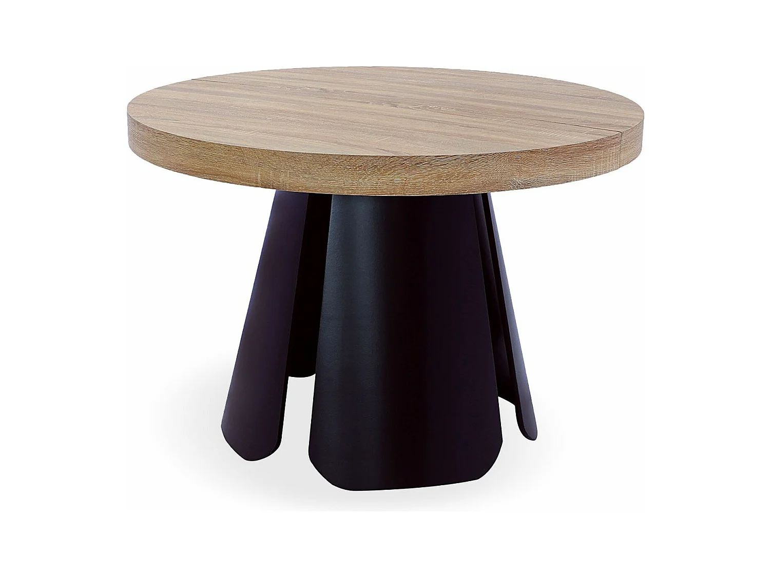 Table ronde extensible Henriette Chêne Clair pieds Noir
