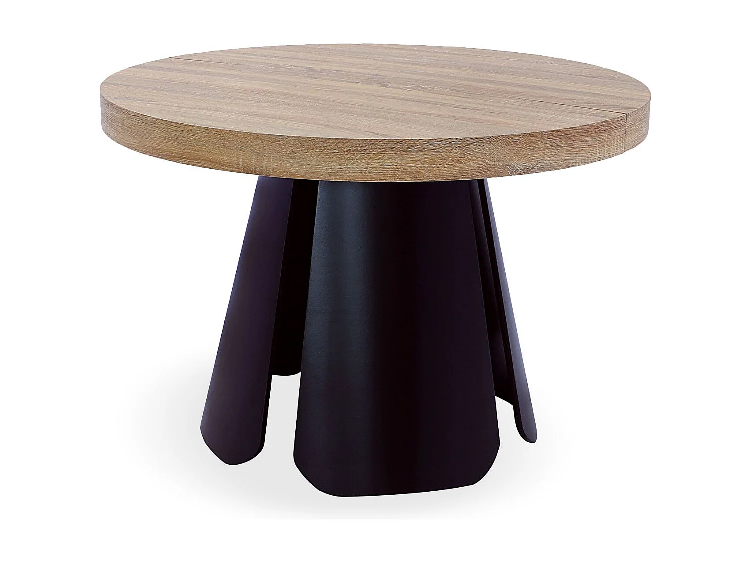 Table ronde extensible Henriette Chêne Clair pieds Noir