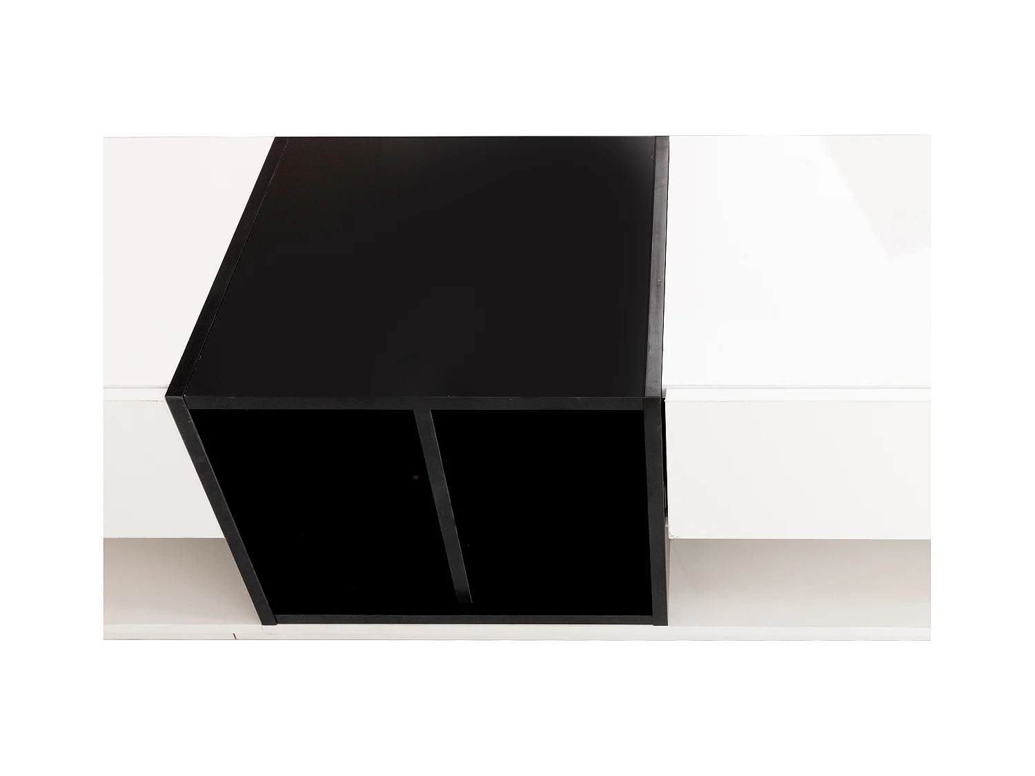 Mobile TV da 190 cm - 3 cassetti e 2 scomparti - bianco lucido e nero