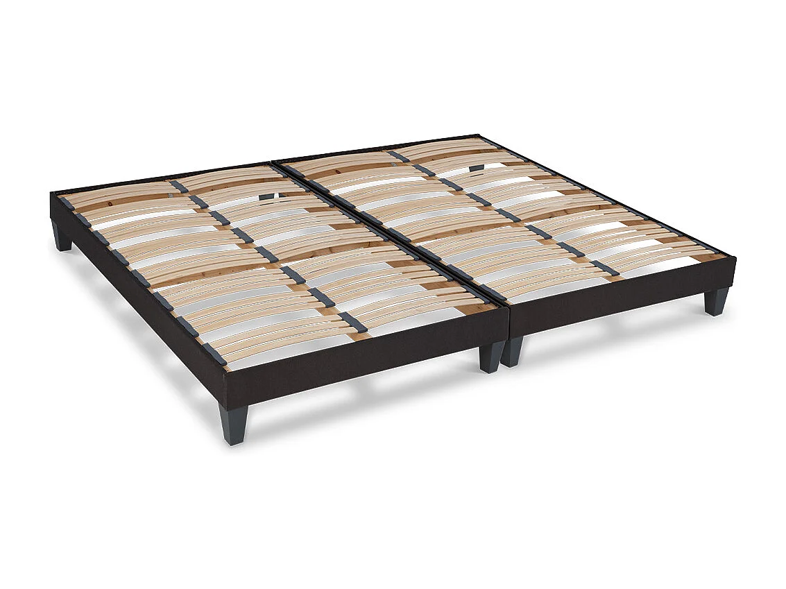 OLYMPE LITERIE | Sommier à lattes en bois KIT15 2x120x220 cm | Coloris Gris anthracite | Livré en kit