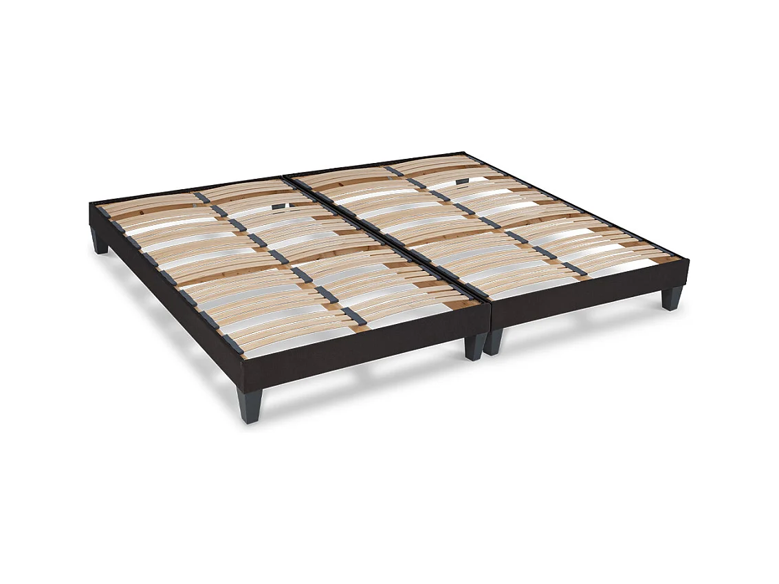 OLYMPE LITERIE | Sommier à lattes en bois KIT15 2x120x200 cm | Coloris Gris anthracite | Livré en kit