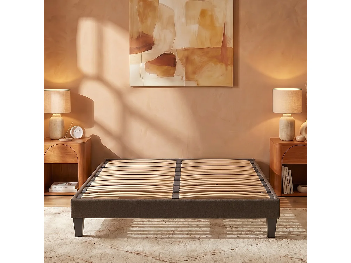 Sommier Ã  lattes bois Kit15 - Tri-lattes - Gris anthracite - Deux sommiers jumeaux - 2x120x200 cm