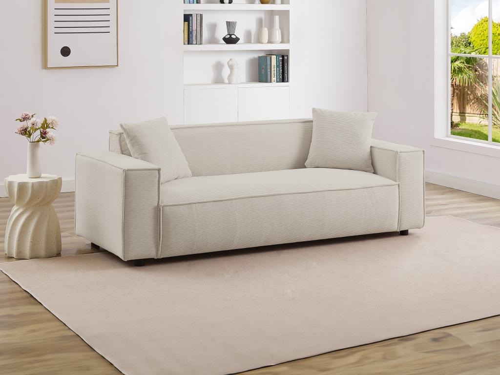Sofa 3-Sitzer - Cord - Beige - BORORE günstig online kaufen
