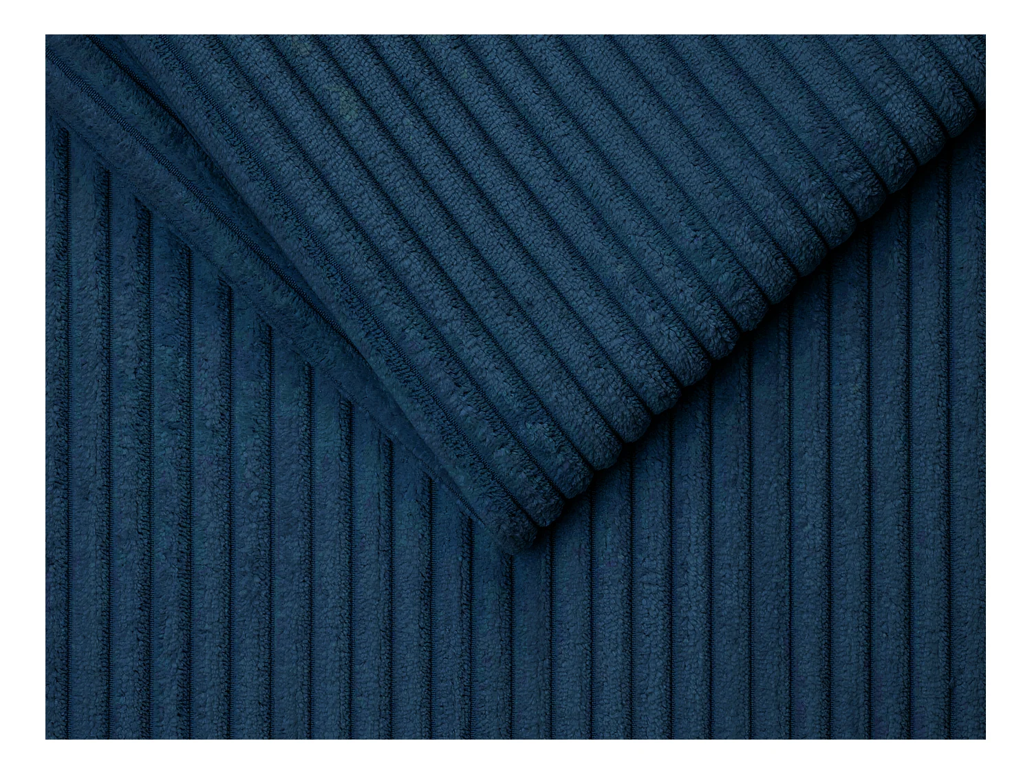 Canapé d'angle convertible express et réversible en velours côtelé bleu nuit - Couchage 160 cm - Matelas 22 cm avec mémoire de forme LORETO