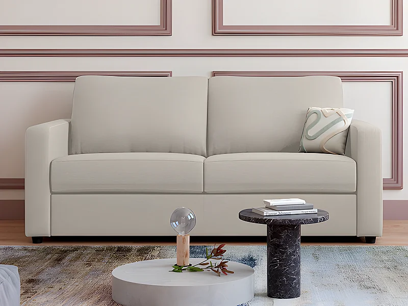 Schlafsofa mit Matratze 3-Sitzer - Stoff - Beige - Liegefläche 140 cm - Matratze 14 cm - DONETO