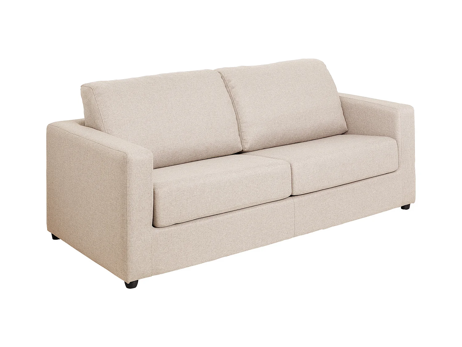 Canapé 3 places convertible express en tissu beige - Couchage 140 cm - Matelas 14 cm DONETO