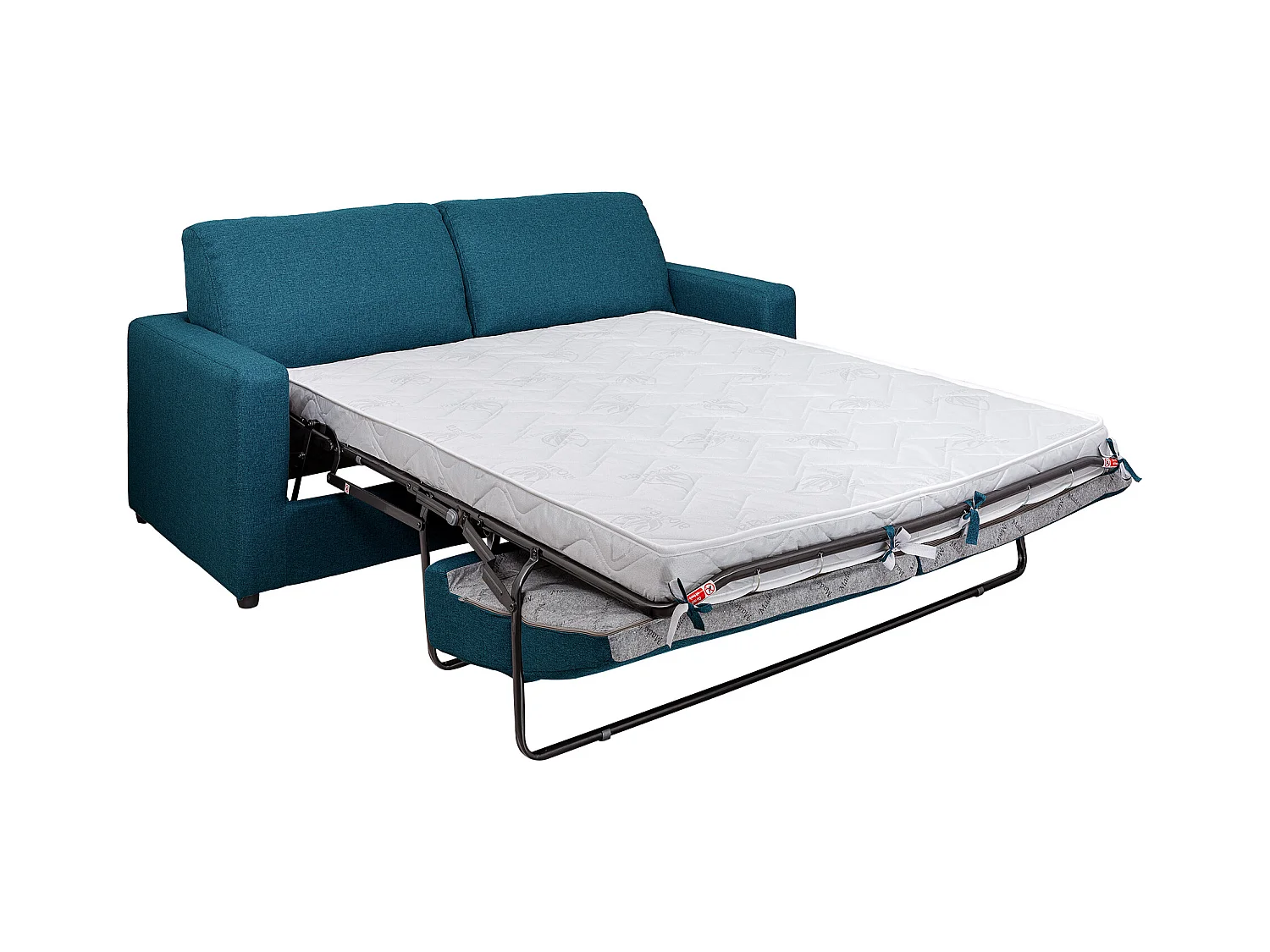 Schlafsofa mit Matratze 3-Sitzer - Stoff - Blau - Liegefläche 140 cm - Matratze 14 cm - DONETO