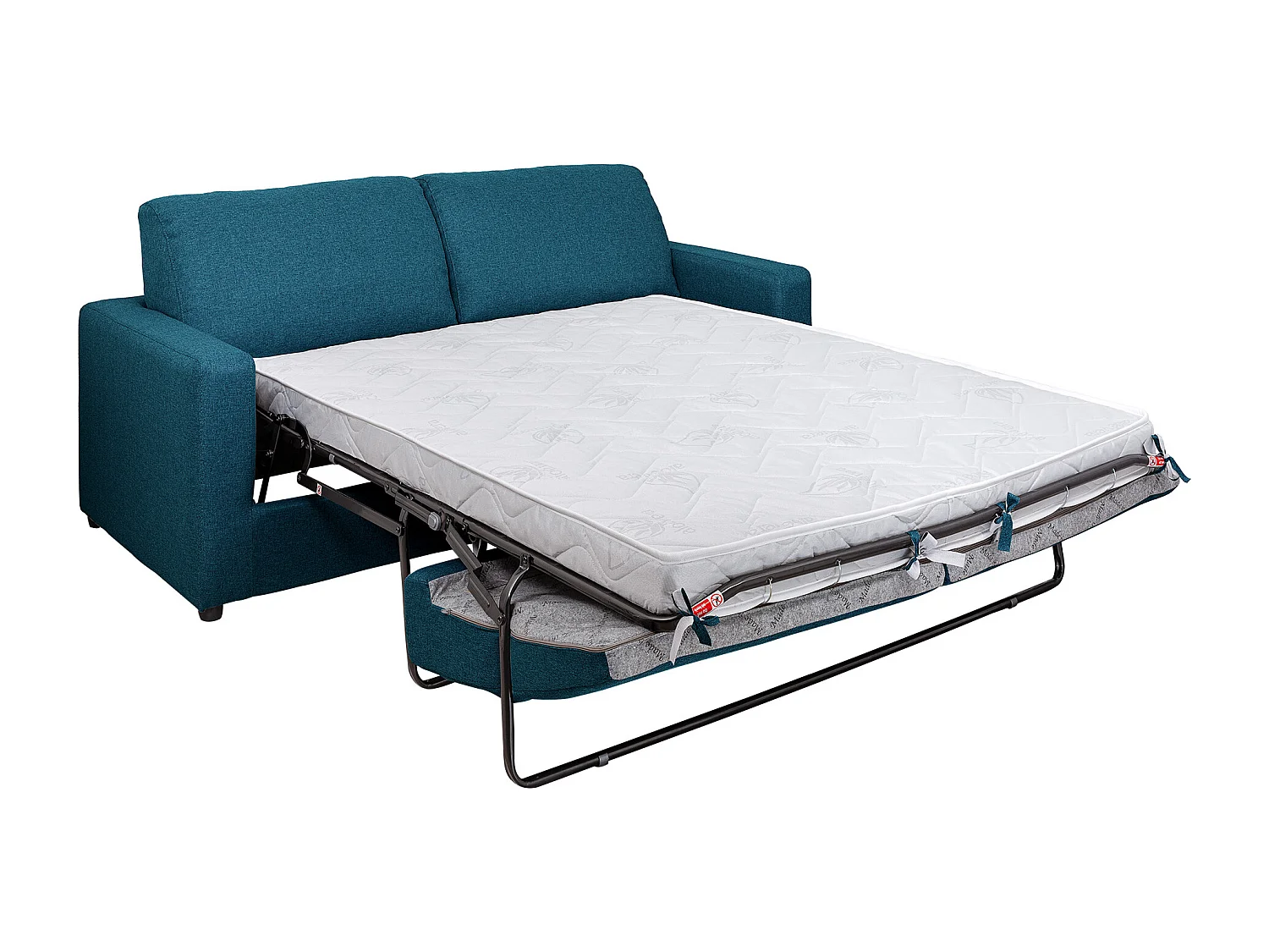 3-personers ekspressofabed i blåt stof - Soveplads 140 cm - Madras 14 cm DONETO