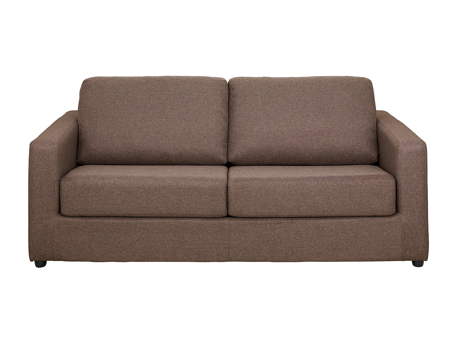Canapé 3 places convertible express en tissu marron Couchage 140 cm - Matelas 14 cm DONETO