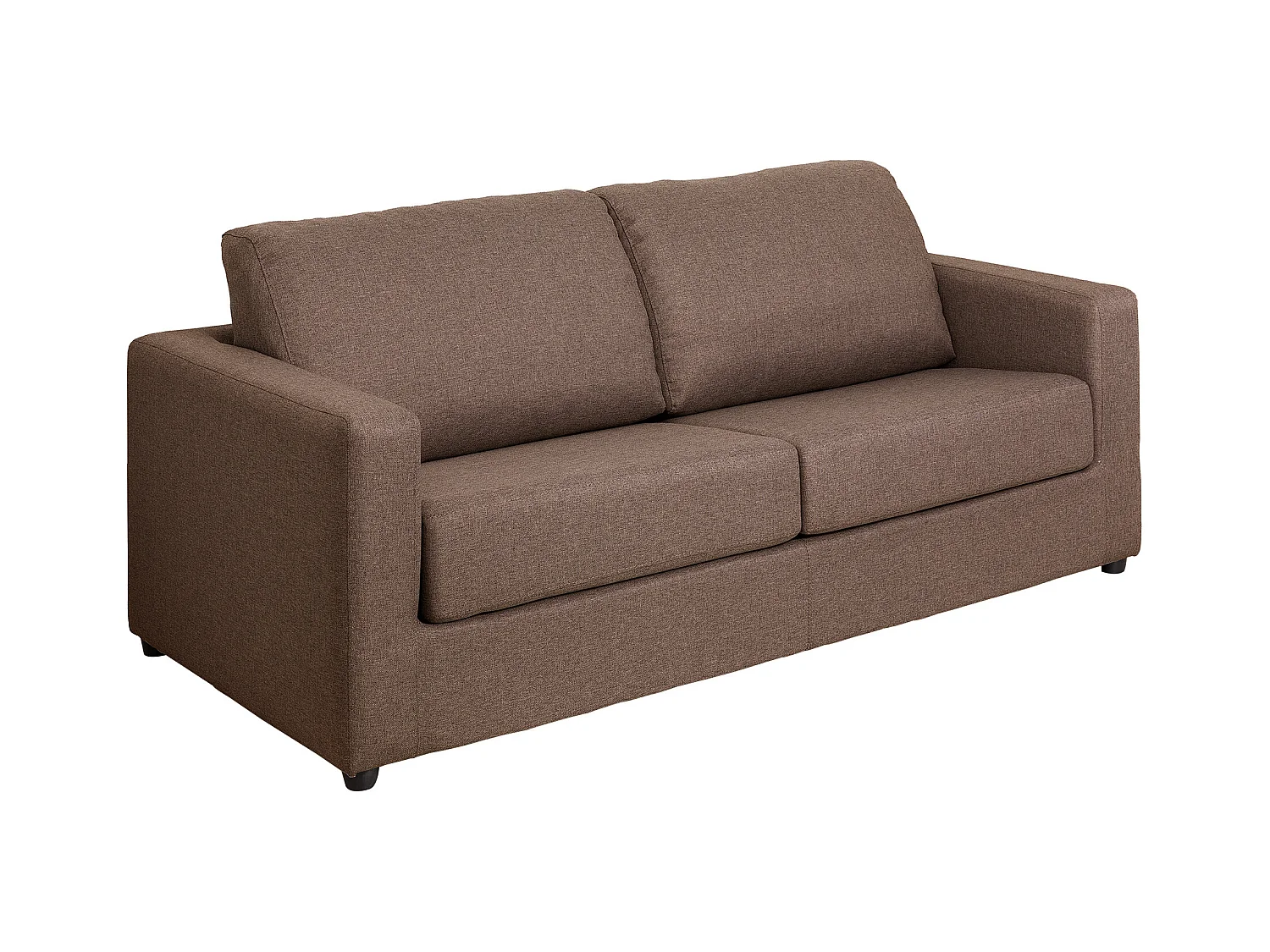 Canapé 3 places convertible express en tissu marron Couchage 140 cm - Matelas 14 cm DONETO