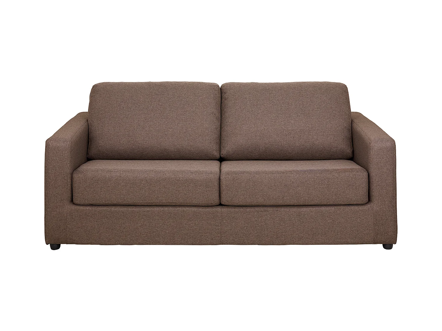 Canapé 3 places convertible express en tissu marron Couchage 140 cm - Matelas 14 cm DONETO
