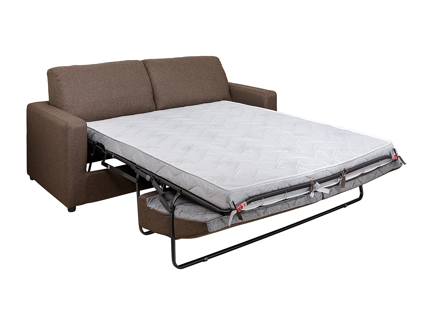 Schlafsofa mit Matratze 3-Sitzer - Stoff - Braun - Liegefläche 140 cm - Matratze 14 cm - DONETO