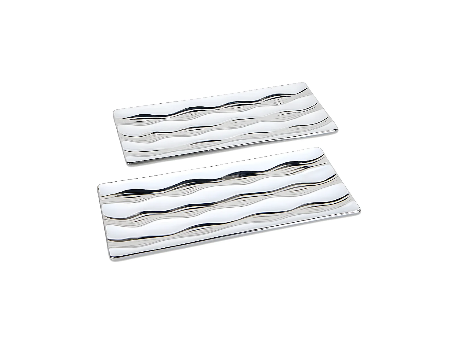 Juego de 2 centros 40cm blanco y plateado ondas anchas lizzete