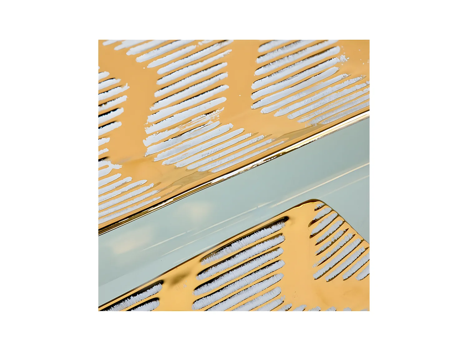 Juego de 2 centros rectangular 39cm ceramica dorado triangulos elayne