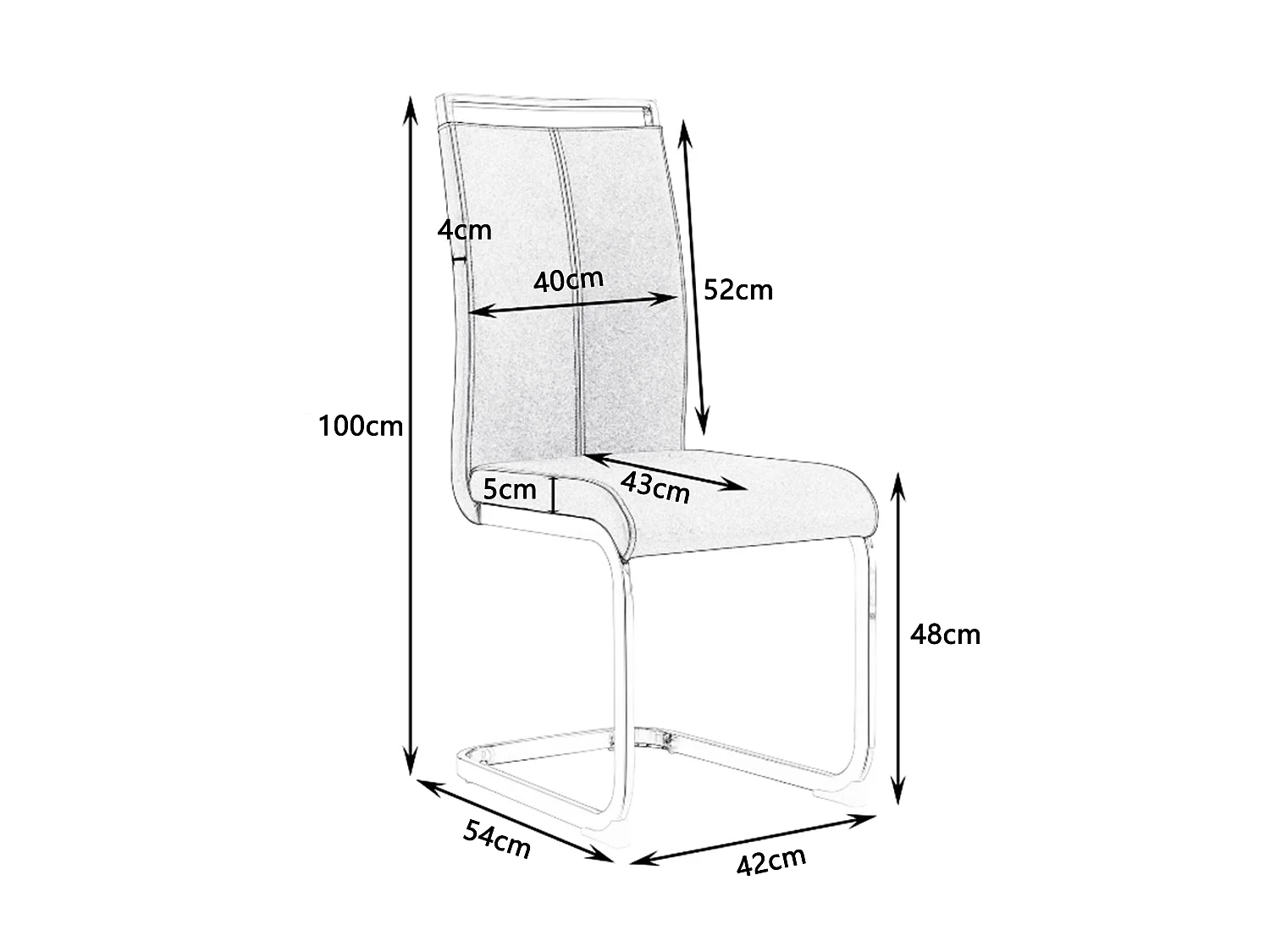 Set van 4 kunstleren sledestoelen - chroom metalen structuur - wit