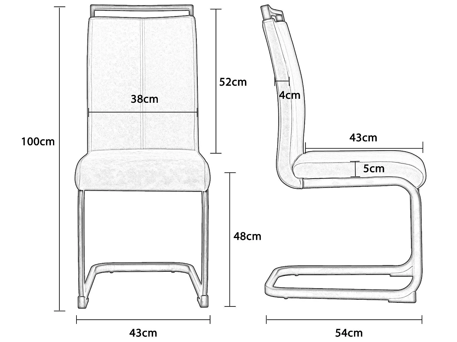Set 4 sedie cantilever in ecopelle - struttura in metallo cromato - Colore grigio