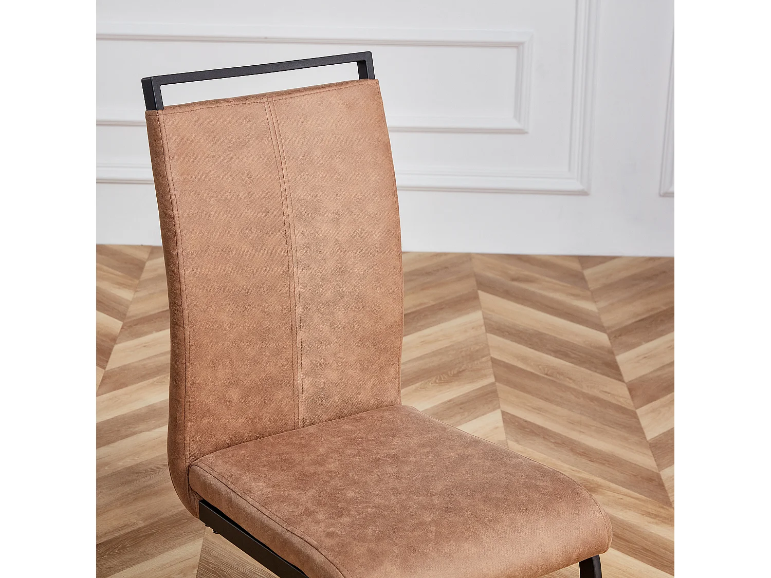 Set van 4 kunstleren sledestoelen - chroom metalen structuur - bruin