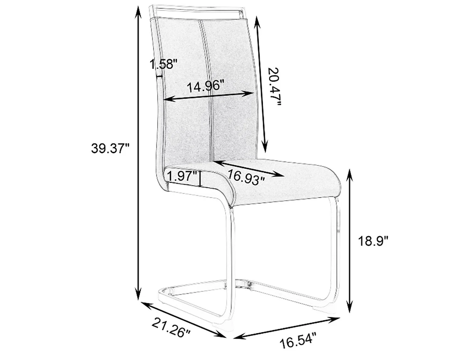 Set van 4 kunstleren sledestoelen - chroom metalen structuur - bruin