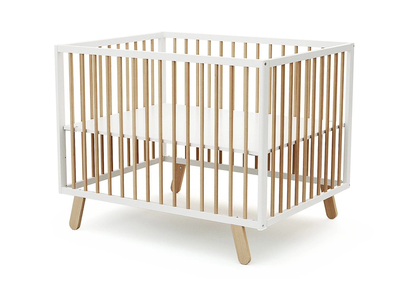 Laufgitter Baby PIRATE Holz Weiß und Buche Lackiert 80 x 100 cm