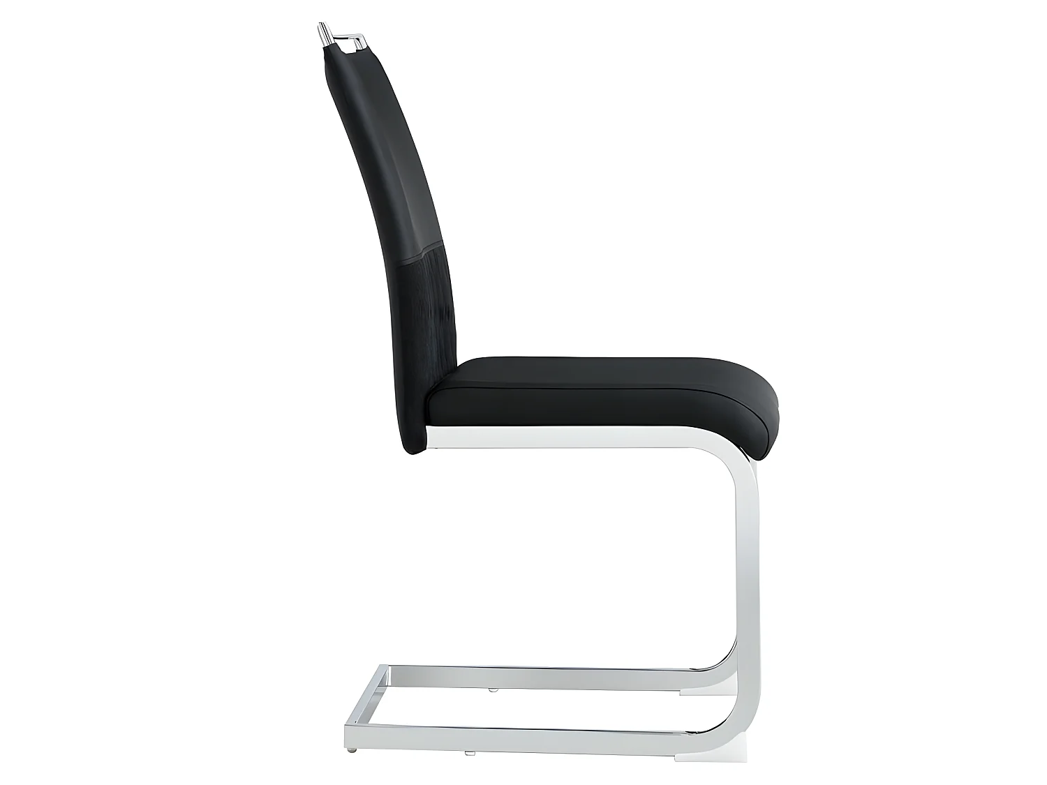 Lot de 2 chaises de salle à manger - dossier en similicuir et lin - noir