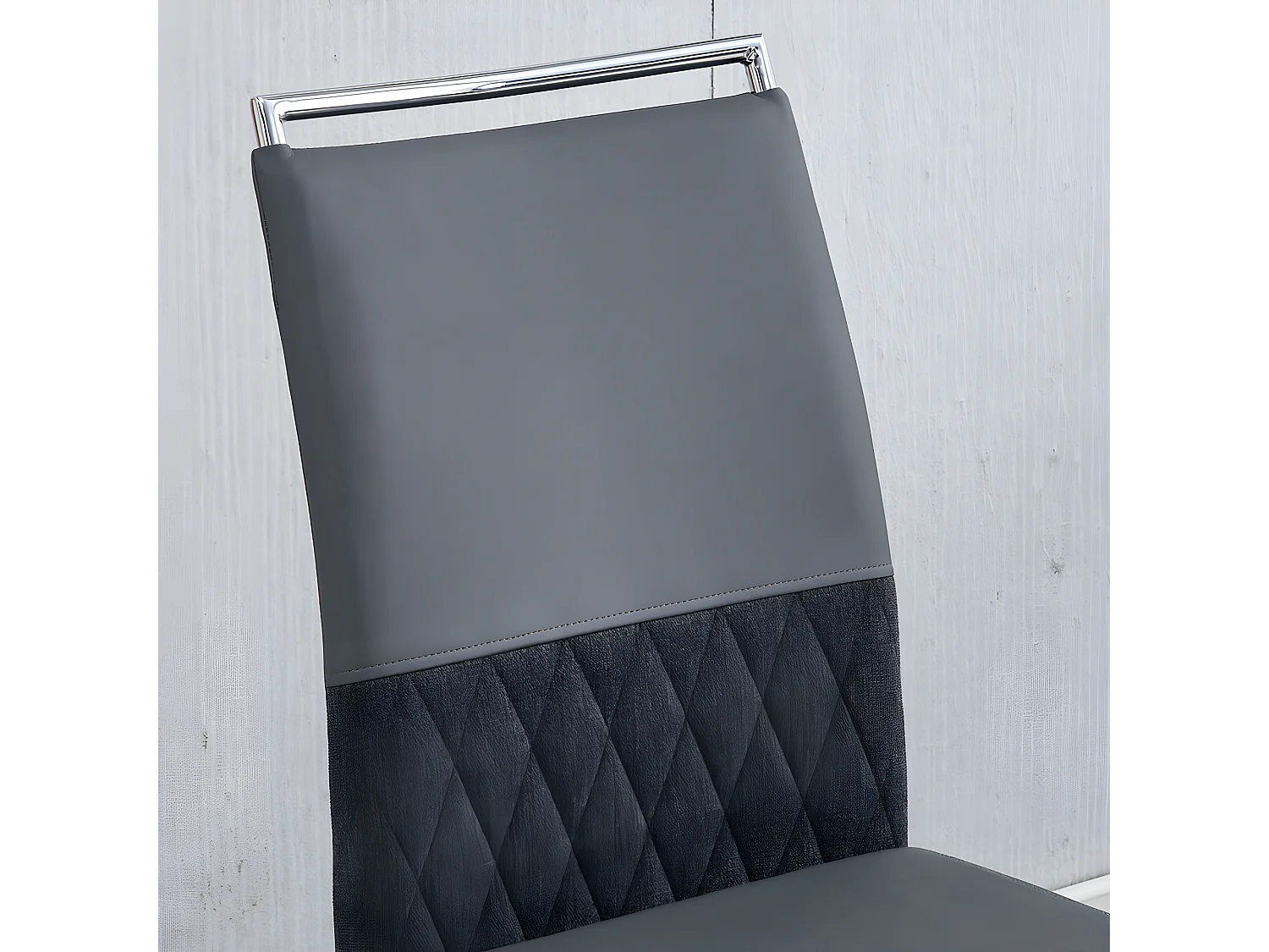 Set van 4 eetkamerstoelen - kunstleer en linnen rugleuning - grijs