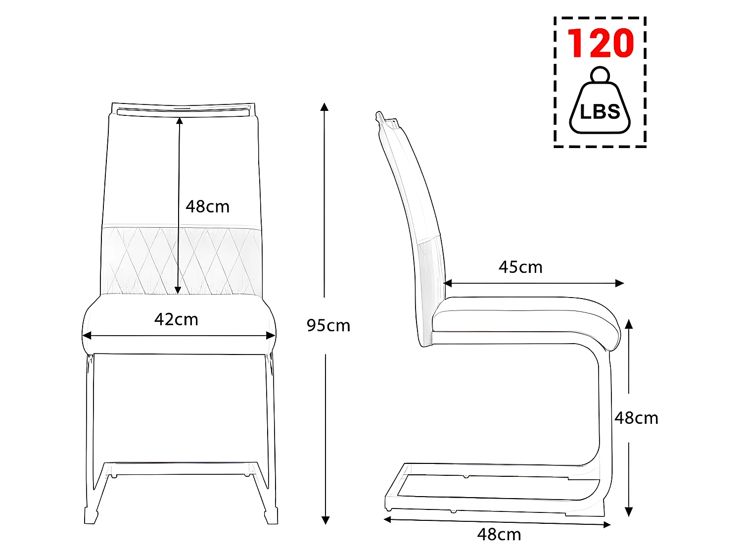 Set van 4 eetkamerstoelen - kunstleer en linnen rugleuning - grijs