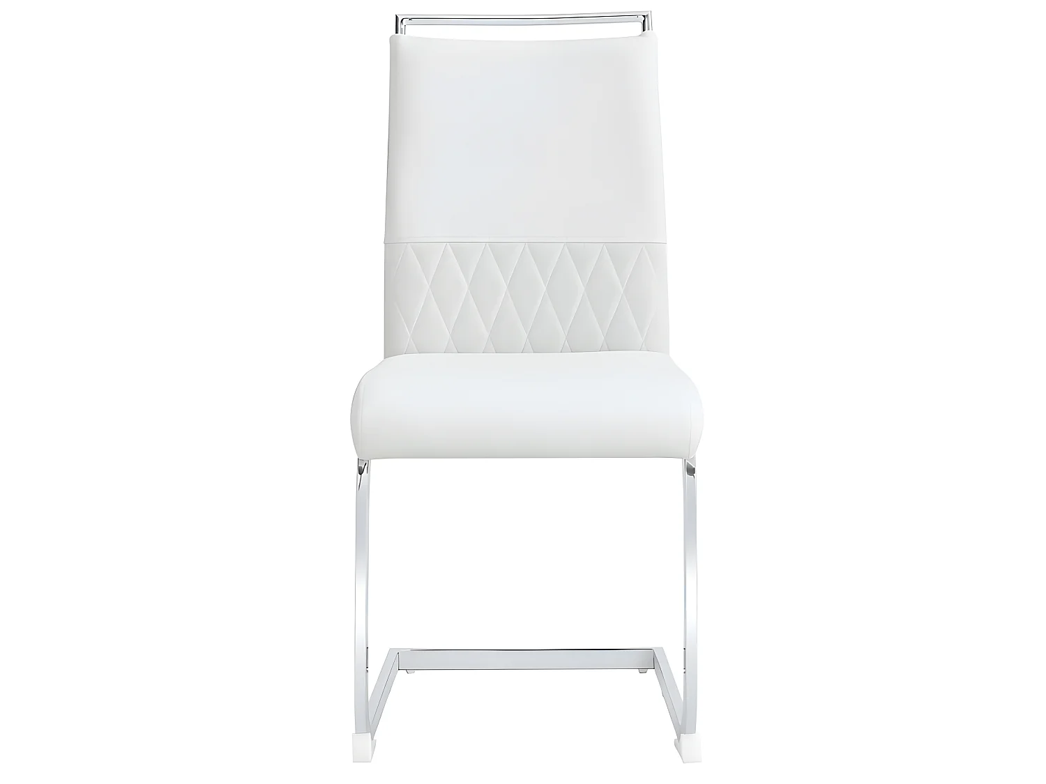 Lot de 4 chaises de salle à manger - dossier en similicuir et lin - blanc