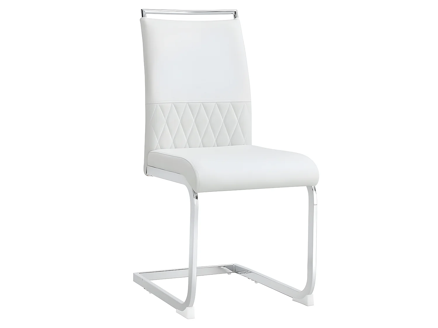 Lot de 4 chaises de salle à manger - dossier en similicuir et lin - blanc