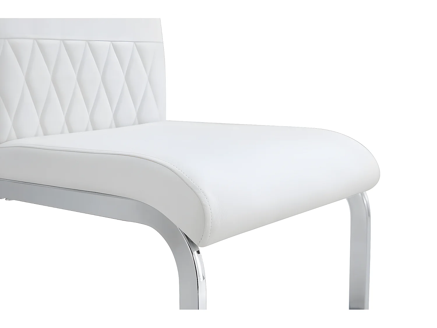 Lot de 4 chaises de salle à manger - dossier en similicuir et lin - blanc