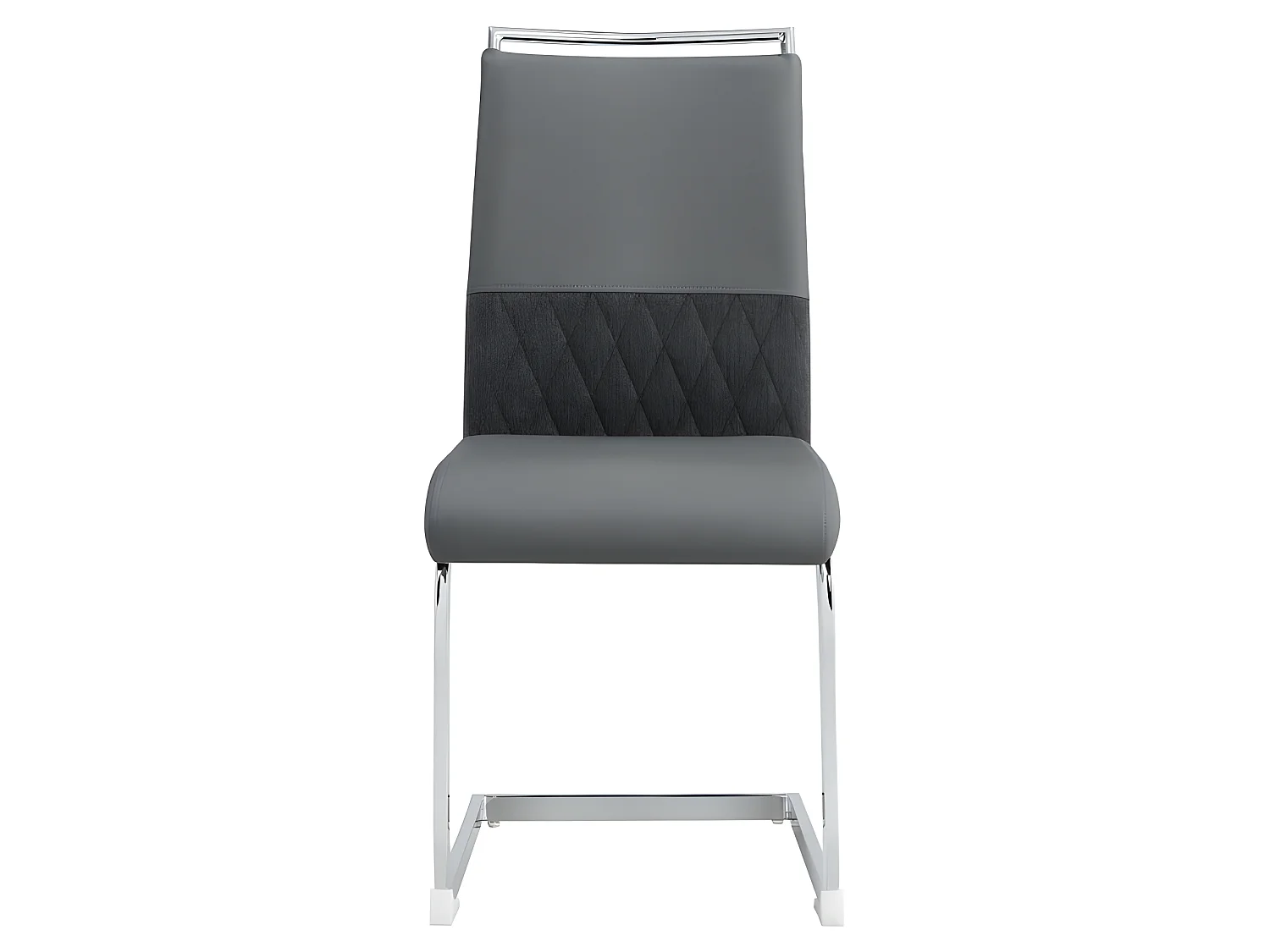 Lot de 2 chaises de salle à manger - dossier en similicuir et lin - gris